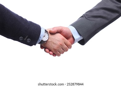 Closeup Of A Business Handshake, On White Background