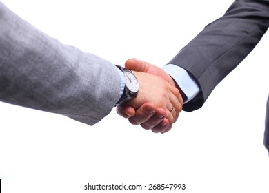 Closeup Of A Business Handshake, On White Background