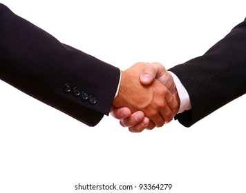 Closeup Of A Business Handshake On White Background