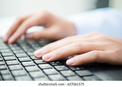 Closeup of business man hand typing on laptop keyboard , business concept. - Shutterstock ID 637061575
