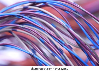 Closeup of cable and wire in computer network