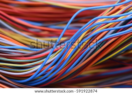 Closeup of cable and wire in computer network systems