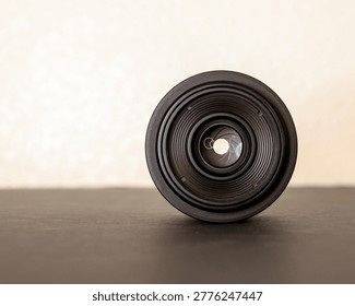 Close-Up Camera Lens on Table