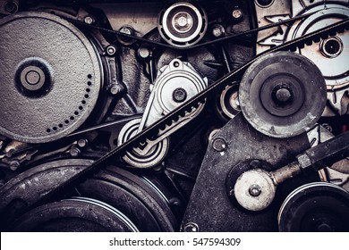 Close-up Car Engine, Internal Combustion Engine.