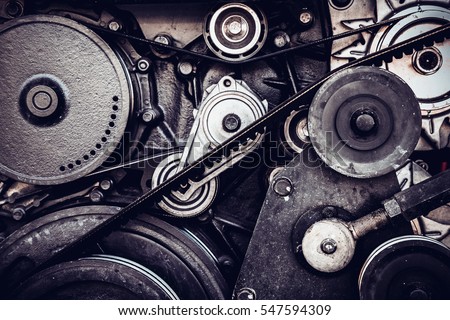 close-up car engine, internal combustion engine.