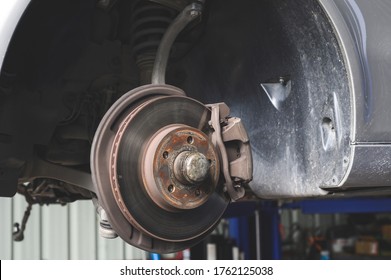 Close-up of Car Front Disc brake.