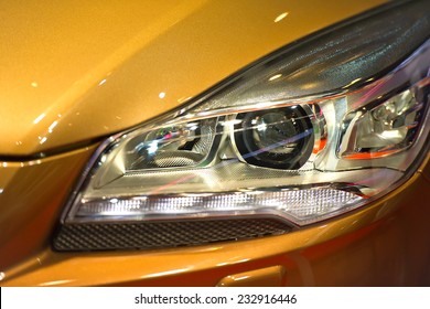 Closeup Of Car Headlight