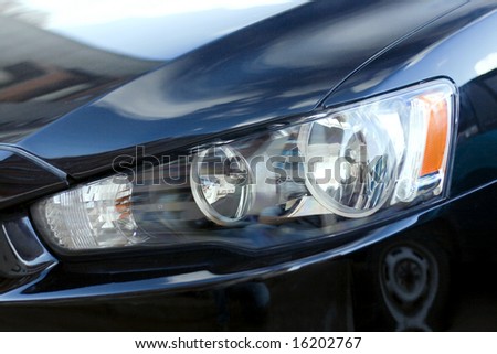 closeup of car headlight