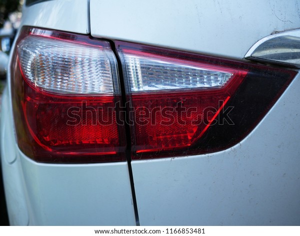 closeup of a car rear\
light.