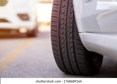 Close-up Car Tire Tread Depth