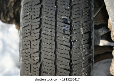 Close-up Of A Car Tire Tread. Car Wheel.