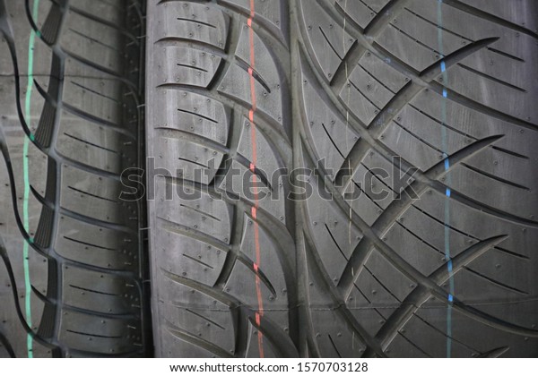 closeup of car tires\
texture background.