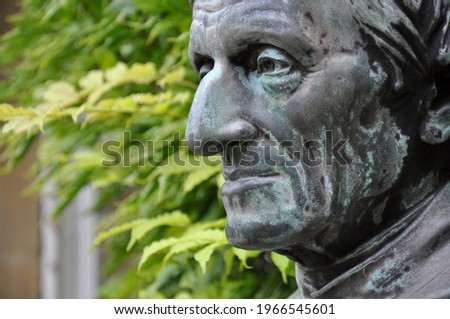 Close-up of Cardinal Newman bust from Trinity College Garden Quad, Oxford, United Kingdom.