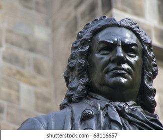 Closeup Of Carl Seffner's 1908 Statue Of J.S. Bach In Front Of St. Thomas Church, Leipzig, Germany