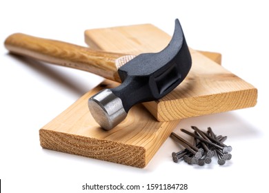 Close-up of a carpenter's hammer on white background. Construction industry, do it yourself.  - Powered by Shutterstock