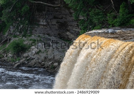 Closeup of the cascade of a waterfall