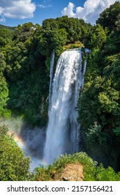 A closeup of Cascata Delle Marmore waterfall in Umbria, Italy