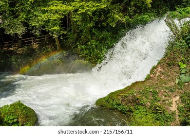 A closeup of Cascata Delle Marmore waterfall in Umbria, Italy