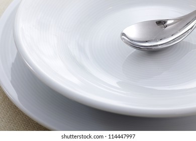 Closeup ceramic tableware