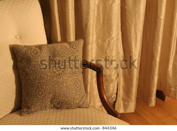 Closeup Chair Curtain Closet Door Bedroom Stock Image Download Now