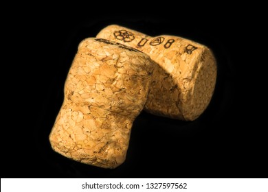 Closeup Of Champange Cork Isolated On A Black Background