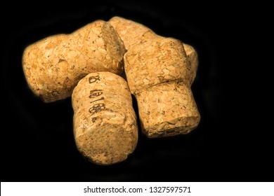 Closeup Of Champange Cork Isolated On A Black Background