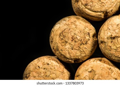 Closeup Of Champange Cork Isolated On A Black Background