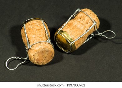 Closeup Of Champange Cork Isolated On A Black Background