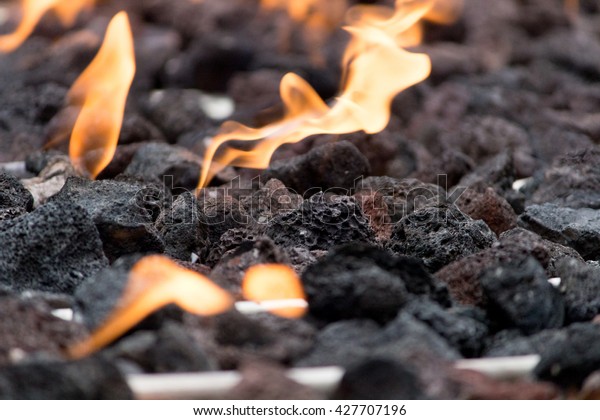 Closeup Charcoal Fire Gas Fire Pit Stock Photo Edit Now 427707196