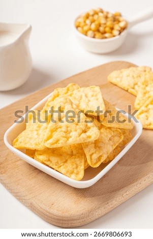 Close-up of cheese and corn chips