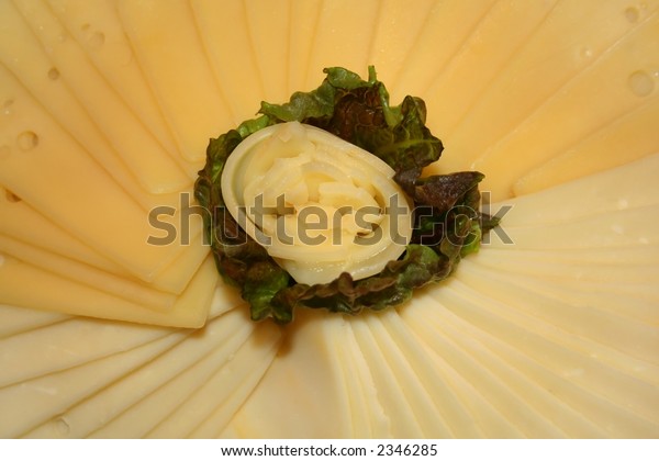 Closeup Cheese Platter Decorative Rose Crafted Stock Photo Edit