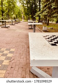 A Closeup Of Chess Table In Street