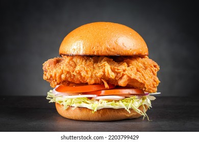 Close-up Chicken burger on grey background. - Powered by Shutterstock