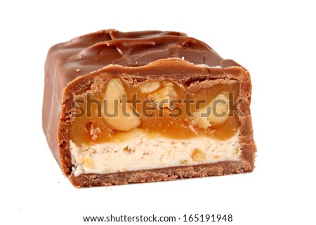 Closeup of chocolate bars isolated on white 