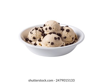 Closeup chocolate chip ice cream with bowl isolated on white background - Powered by Shutterstock