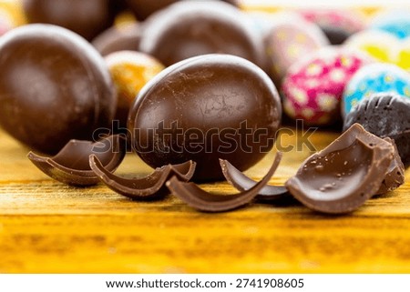 Close-up of a chocolate Easter egg