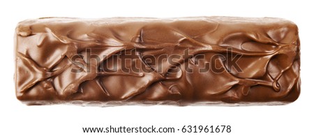 Closeup of chocolate,peanut and caramel bar isolated on white with clipping path