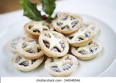 Closeup Of Christmas Mince Pies On Plate