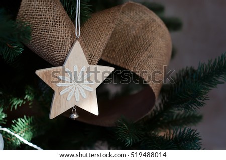 Closeup of Christmas-tree decorations. Background of Christmas decorations