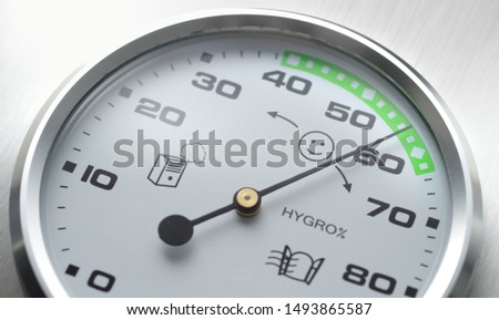 Closeup of an circular hygrometer
