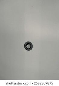 Close-up of a circular object on a plain background, highlighting its design and texture