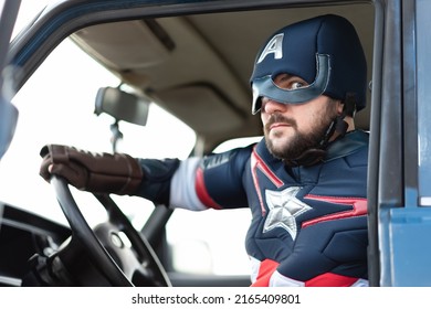 Close-up Of The Civil War Superhero Captain America. Russia, Rostov-on-Don May 16, 2022