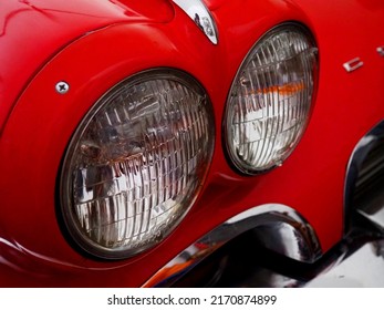 Closeup Of Classic Corvette Headlight