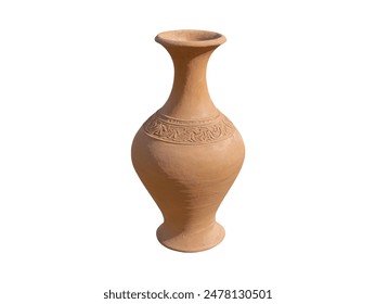 Closeup clay vase middle east isolated on white background - Powered by Shutterstock