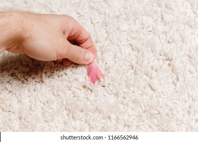 Close-up of clean chewing gum with pile carpet