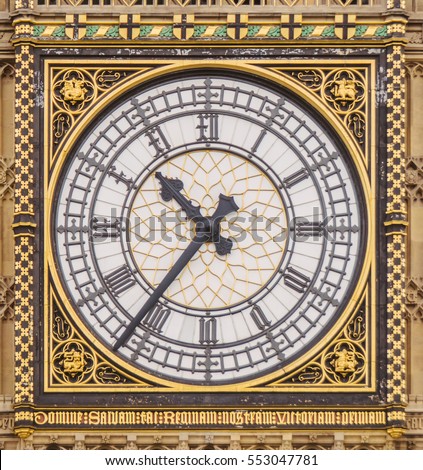 Close-up of the clock face of Big Ben, London, Great Britain