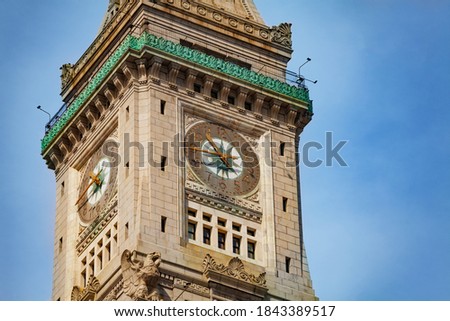 Closeup of the clocktower in Boston downtown building, Massachusetts, USA