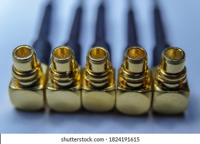 Close-up Of Close Arranged Pattern Gold Plated High Precision MMCX Modern Radio Network Communications Pigtail Electronics Component