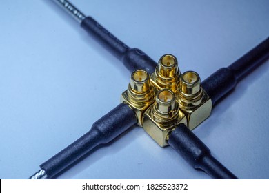 Close-up Of Close Arranged Pattern Gold Plated High Precision MMCX Modern Radio Network Communications Pigtail Electronics Component