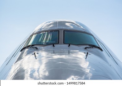 Close-up of cockpit 747 outside